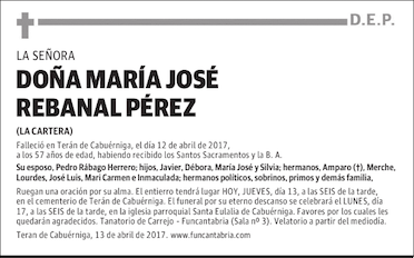 MARÍA JOSÉ REBANAL PÉREZ       1960  -  2017
