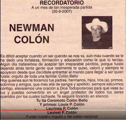 NEWMAN COLÓN            XXXX  -  2007