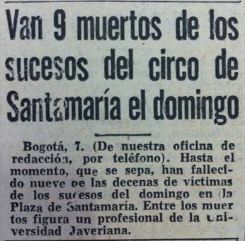 LOS ASESINATOS EN LA PLAZA SANTAMARÍA DE BOGOTÁ EN 1956